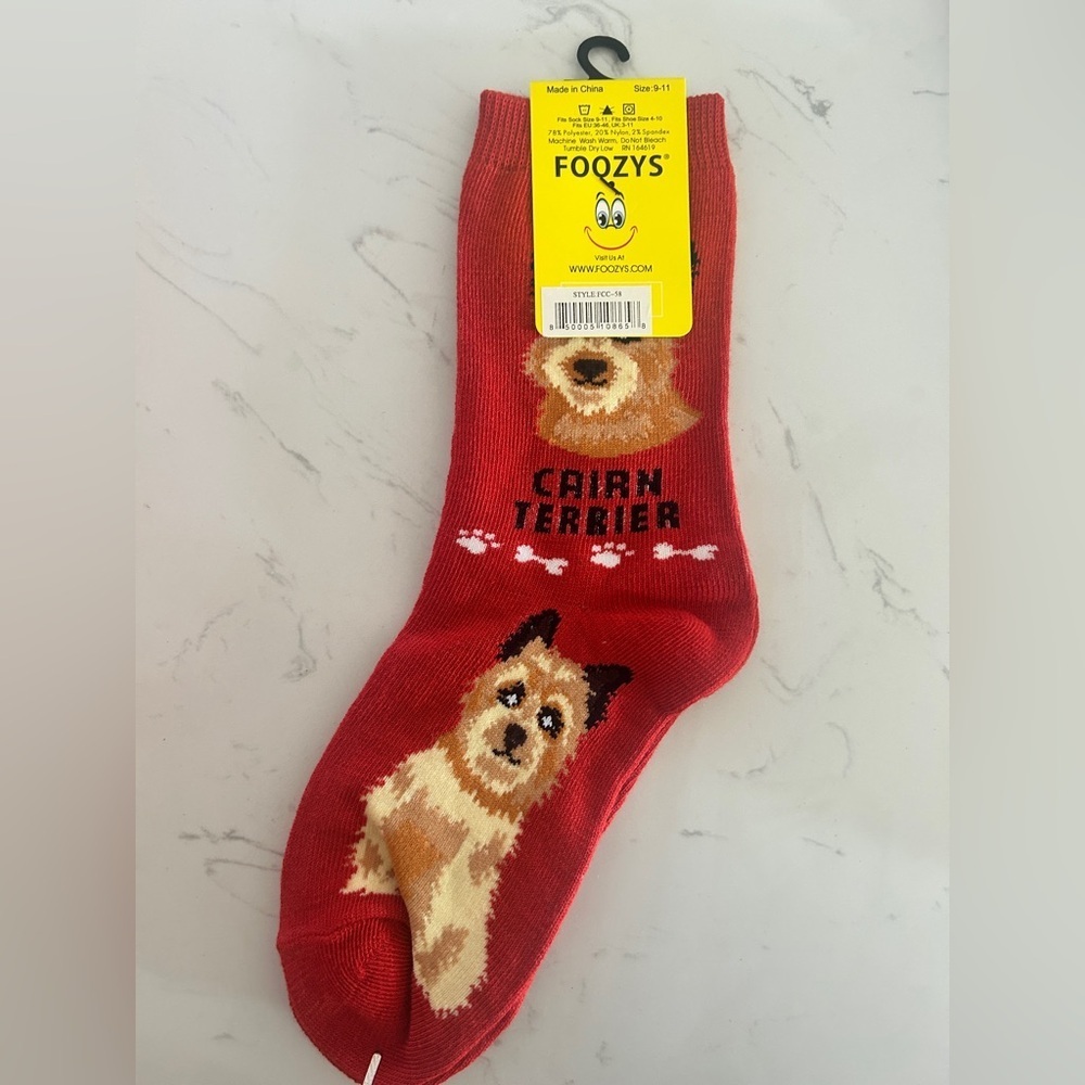 Foozys Cairn Terrier Dog Socks | Unisex Crew Socks | Canine Collection | New - Picture 4 of 7